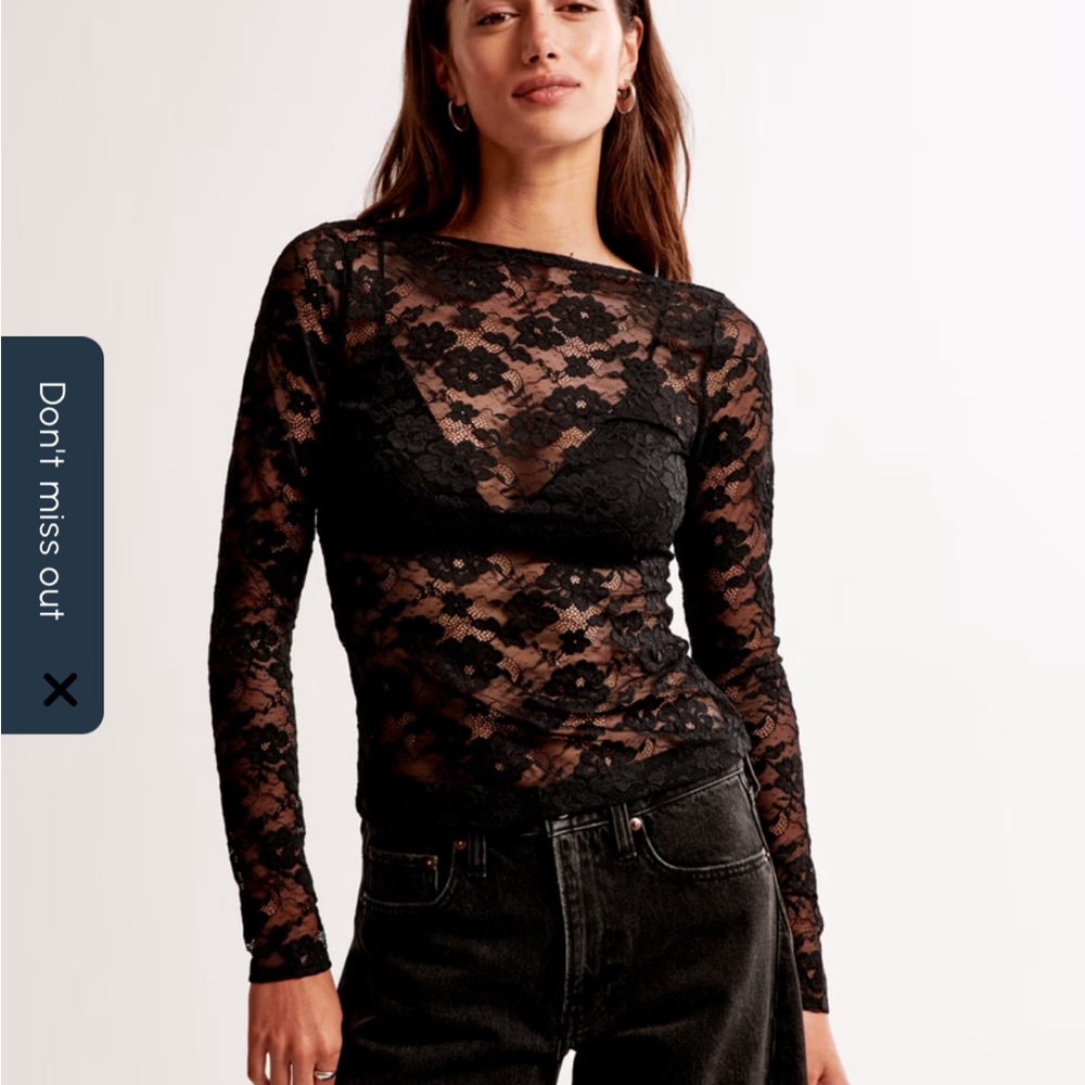 Black Lace Long Sleeve Top
